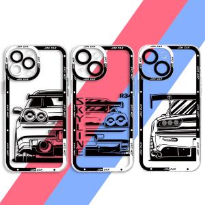 JDM Dream Car Clear Silicone Case for iPhone XR 12 11 Pro SE 14 Pro Max XS Max 7 8 15 Pro 13 Mini 12 Mini X Luxury Back Cover