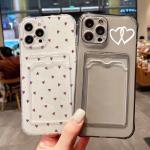 For iPhone 16 Case Small Love Heart Clear Phone Case For iPhone 15 14 Pro Max 13 12 11 XS X XR 7 8 16 Plus Wallet Card Bag Cover