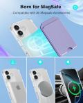 Siaincsy for iPhone 16 Case with Card Holder & Kickstand, 5 Cards Holder, Magnetic Transparent Yellowing Resistant Protective Phone Cover, Military Drop Proof, Purple