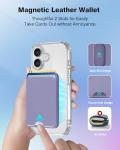 Siaincsy for iPhone 16 Case with Card Holder & Kickstand, 5 Cards Holder, Magnetic Transparent Yellowing Resistant Protective Phone Cover, Military Drop Proof, Purple