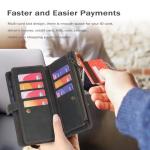 TwoHead for Samsung Galaxy S24 Ultra Wallet Case with Card Holder, Detachable Magnetic Phone Case for S24 Ultra,PU Leather All-Round Protective Phone Case Wallet with Wrist Strap,Black