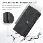 TwoHead for Samsung Galaxy S24 Ultra Wallet Case with Card Holder, Detachable Magnetic Phone Case for S24 Ultra,PU Leather All-Round Protective Phone Case Wallet with Wrist Strap,Black