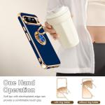Tnarru Designed for Google Pixel 9 Pro XL Case with Ring Stand, Support Magnetic Car Mount Rotating Finger Holder Soft TPU Cover Plating Edge Slim Phone Case for Pixel 9 Pro XL 5G Blue