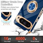 Tnarru Designed for Google Pixel 9 Pro XL Case with Ring Stand, Support Magnetic Car Mount Rotating Finger Holder Soft TPU Cover Plating Edge Slim Phone Case for Pixel 9 Pro XL 5G Blue