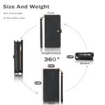 TwoHead for Samsung Galaxy S24 Ultra Wallet Case with Card Holder, Detachable Magnetic Phone Case for S24 Ultra,PU Leather All-Round Protective Phone Case Wallet with Wrist Strap,Black