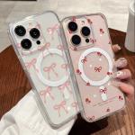 Y2k Pink Bow Flowers Case For Samsung Galaxy S25 S24 Ultra S23 S22 Plus FE Z Flip 6 5 4 3 cover Magnetic Wireless Charge Magsafe