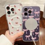 Y2k Pink Bow Flowers Case For Samsung Galaxy S25 S24 Ultra S23 S22 Plus FE Z Flip 6 5 4 3 cover Magnetic Wireless Charge Magsafe