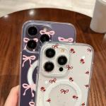 Y2k Pink Bow Flowers Case For Samsung Galaxy S25 S24 Ultra S23 S22 Plus FE Z Flip 6 5 4 3 cover Magnetic Wireless Charge Magsafe