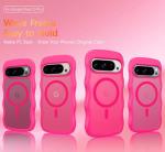 BENTOBEN Magnetic for Google Pixel 10 Pro Case Cute, Curly Wavy Pixel 10Pro Case [Compatible with MagSafe] Anti-Slip Bumper Matte Slim Women Girls Boys Phone Cover for Google 10Pro 6.3", Hot Pink