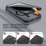 BERFY for iPhone 14 Pro Max Case, Compatible with MagSafe, Built-in Privacy Screen Protector and Camera Protection, Anti-Spy Full Body Shockproof Clear Phone Case for 14 Pro Max 6.7", Black