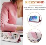 UEEBAI Wallet Case for Samsung Galaxy A15 4G/5G, PU Leather Phone Case Kickstand RFID Blocking Flip Case Card Slots Wrist Strap Relief Engraved Pattern Magnetic Closure Folio Case - Blue Butterfly