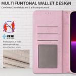 UEEBAI Wallet Case for Samsung Galaxy A15 4G/5G, PU Leather Phone Case Kickstand RFID Blocking Flip Case Card Slots Wrist Strap Relief Engraved Pattern Magnetic Closure Folio Case - Blue Butterfly