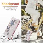 UEEBAI Wallet Case for Samsung Galaxy A15 4G/5G, PU Leather Phone Case Kickstand RFID Blocking Flip Case Card Slots Wrist Strap Relief Engraved Pattern Magnetic Closure Folio Case - Blue Butterfly