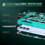 Miqala for Galaxy S24 FE 5G Case,Glow in The Dark Three Layer Heavy Duty Shockproof Full Body Hard Plastic Bumper+Soft Silicone Protective Case for Samsung Galaxy S24 FE 5G, Blue Black