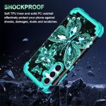 Miqala for Galaxy S24 FE 5G Case,Glow in The Dark Three Layer Heavy Duty Shockproof Full Body Hard Plastic Bumper+Soft Silicone Protective Case for Samsung Galaxy S24 FE 5G, Blue Black