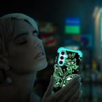 Miqala for Galaxy S24 FE 5G Case,Glow in The Dark Three Layer Heavy Duty Shockproof Full Body Hard Plastic Bumper+Soft Silicone Protective Case for Samsung Galaxy S24 FE 5G, Blue Black