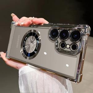 For Samsung Galaxy S25 Ultra S23 S21 S20 FE Magnetic Airbag Shockproof Case For Samsung S22 Note 20 Ultra 10 S24 Ultra Cover ﻿