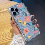Flowers Pattern Transparent Case For iPhone Air 17 16 15 Pro Max 16e 14 16 Plus 13 12 11 15 Pro Soft Silicone Clear Phone Cover