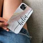 Personalised initials Name Marble Custom Clear Case For iPhone 13 XR X XS Max 11 14 12 Pro Max mini SE 6S 7 8 Plus Cover