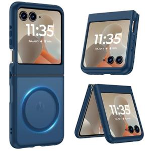 Norllben Magnetic for Motorola Razr 2025/2024 Case, Compatible with Magsafe, Military Protection & Ultra Slim Shockproof Protective Cover Translucent Matte Case, Blue