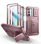 Dexnor for Samsung Galaxy A16-5G Phone Case, [2 Front Frame] [Built-in Magnetic Slide Camera Cover & Kickstand] Heavy Duty Protection Shockproof Case with Screen Protector, 6.7 inch Peony Pink