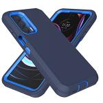 Heavy Duty Protective Case for Motorola Moto Edge 2021/5G UW - Dustproof, Shockproof 3 in 1 Rugged Phone Cover (Dark Blue)