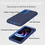 Heavy Duty Protective Case for Motorola Moto Edge 2021/5G UW - Dustproof, Shockproof 3 in 1 Rugged Phone Cover (Dark Blue)