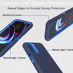Heavy Duty Protective Case for Motorola Moto Edge 2021/5G UW - Dustproof, Shockproof 3 in 1 Rugged Phone Cover (Dark Blue)