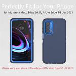 Heavy Duty Protective Case for Motorola Moto Edge 2021/5G UW - Dustproof, Shockproof 3 in 1 Rugged Phone Cover (Dark Blue)