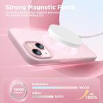 GolbinBox Magnetic for iPhone 13 Case & iPhone 14 Case, Compatible with MagSafe, [Soft Anti-Scratch Microfiber Lining], Slim Liquid Silicone Shockproof Protective Phone Case 6.1 inch, Chalk Pink