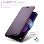 QLTYPRI Wallet Case for Samsung Galaxy S25, Premium PU Leather Magnetic Flip Folio Case with RFID Blocking Credit Card Slots Kickstand Shockproof Protective Phone Cover - Purple