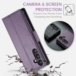 QLTYPRI Wallet Case for Samsung Galaxy S25, Premium PU Leather Magnetic Flip Folio Case with RFID Blocking Credit Card Slots Kickstand Shockproof Protective Phone Cover - Purple