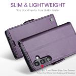QLTYPRI Wallet Case for Samsung Galaxy S25, Premium PU Leather Magnetic Flip Folio Case with RFID Blocking Credit Card Slots Kickstand Shockproof Protective Phone Cover - Purple