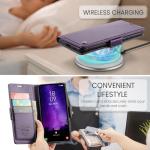 QLTYPRI Wallet Case for Samsung Galaxy S25, Premium PU Leather Magnetic Flip Folio Case with RFID Blocking Credit Card Slots Kickstand Shockproof Protective Phone Cover - Purple