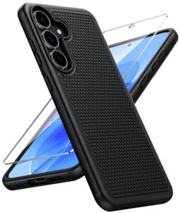 FNTCASE for Samsung Galaxy S25-FE Case: Shockproof Protective Lightweight with Screen Protector Duty Rugged Cell Phone Cover Non Slip | Military Grade Drop Protection for S25 FE(Black, 6.7inches)