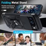 Janmitta Case Compatible with Google Pixel 10/10 Pro Built in Slide Camera Lens Cover+Screen Protector+Finger Ring Holder Kickstand,Heavy Duty Shockproof Full Body Protective Phone Cover,Black