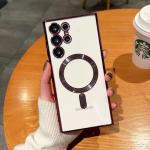 Luxury Plating For Magsafe Lens Protector Case For Samsung Galaxy S25 S24 S23 S21 S22 Ultra Plus Wireless Charge TPU Clear Cover