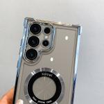 Luxury Plating Magnetic Wireless Charge Case For Samsung S25 S24 Ultra S23 FE S22 Plus Clear Shockproof Camera Protection Cover