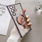 Luxury Plating For Magsafe Lens Protector Case For Samsung Galaxy S25 S24 S23 S21 S22 Ultra Plus Wireless Charge TPU Clear Cover