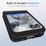 Ruky for Motorola Razr 2024/2025 Case with Belt Clip [Not fit Ultra or Plus], Slim Razr 2024 Case with Built-in Screen Protector, Support Wireless Charging Phone Case for Moto Razr 2024, Black