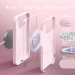 GONEZ for iPhone 15 Pro Max Case Silicone, Compatible with Magsafe, Camera Protector + Screen Protector, Soft Anti-Scratch Microfiber Lining, Liquid Silicone Shockproof Phone Cover, Chalk Pink