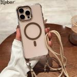 Crossbody Lanyard Necklace Transparent Magnetic For Magsafe Case for iPhone 17 15 11 12 13 14 16 Pro Max Plus Anti-lost Cover