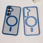 For Samsung S25 Ultra Transparent Magnetic Case Wireless Charging Hard Shockproof Cover For Samsung S24 FE S23 Plus S22 S25Ultra