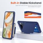 CENMASO for Google Pixel 9 Pro Case/Pixel 9 Case with Card Holder (4 Cards) & Sliding Camera Cover & Kickstand【RFID Blocking】 Full-Body Shockproof Wallet Phone Case for Pixel 9/9 Pro-Blue