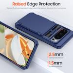 CENMASO for Google Pixel 9 Pro Case/Pixel 9 Case with Card Holder (4 Cards) & Sliding Camera Cover & Kickstand【RFID Blocking】 Full-Body Shockproof Wallet Phone Case for Pixel 9/9 Pro-Blue