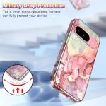 Btscase for Google Pixel 9 Pro Case/Pixel 9 Case 2024 [Military Grade Shockproof] Stylish Marble Pattern Slim Protective 3 Layers Hard PC+Soft Silicone Rugged Women Men Anti-Scratch Cover, Rose Gold