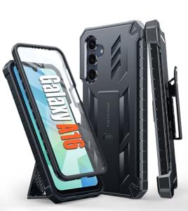 FNTCASE for Samsung Galaxy A16-5G Case: Military Grade Rugged Cell Phone Cover with Kickstand & Holster | Shockproof TPU Protection Bumper Matte Textured Design for Galaxy A16 Cases 6.7 inch - Black