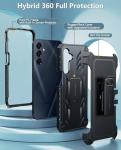 FNTCASE for Samsung Galaxy A16-5G Case: Military Grade Rugged Cell Phone Cover with Kickstand & Holster | Shockproof TPU Protection Bumper Matte Textured Design for Galaxy A16 Cases 6.7 inch - Black