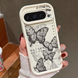 Retro Butterfly Case For Google Pixel 9 Pro XL 8 7 Pro 8A Shockproof Soft Silicone Phone Cover For Pixel 9 Pro Protector Case