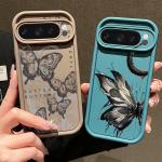 Retro Butterfly Case For Google Pixel 9 Pro XL 8 7 Pro 8A Shockproof Soft Silicone Phone Cover For Pixel 9 Pro Protector Case